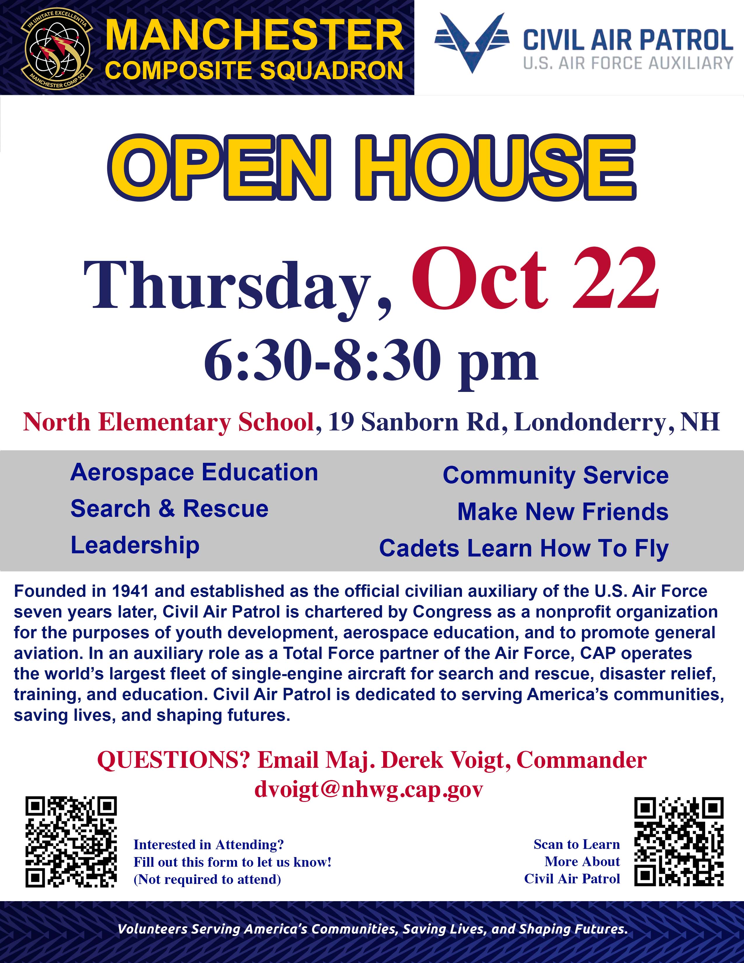 Manchester Composite Squadron – Civil Air Patrol – Open House